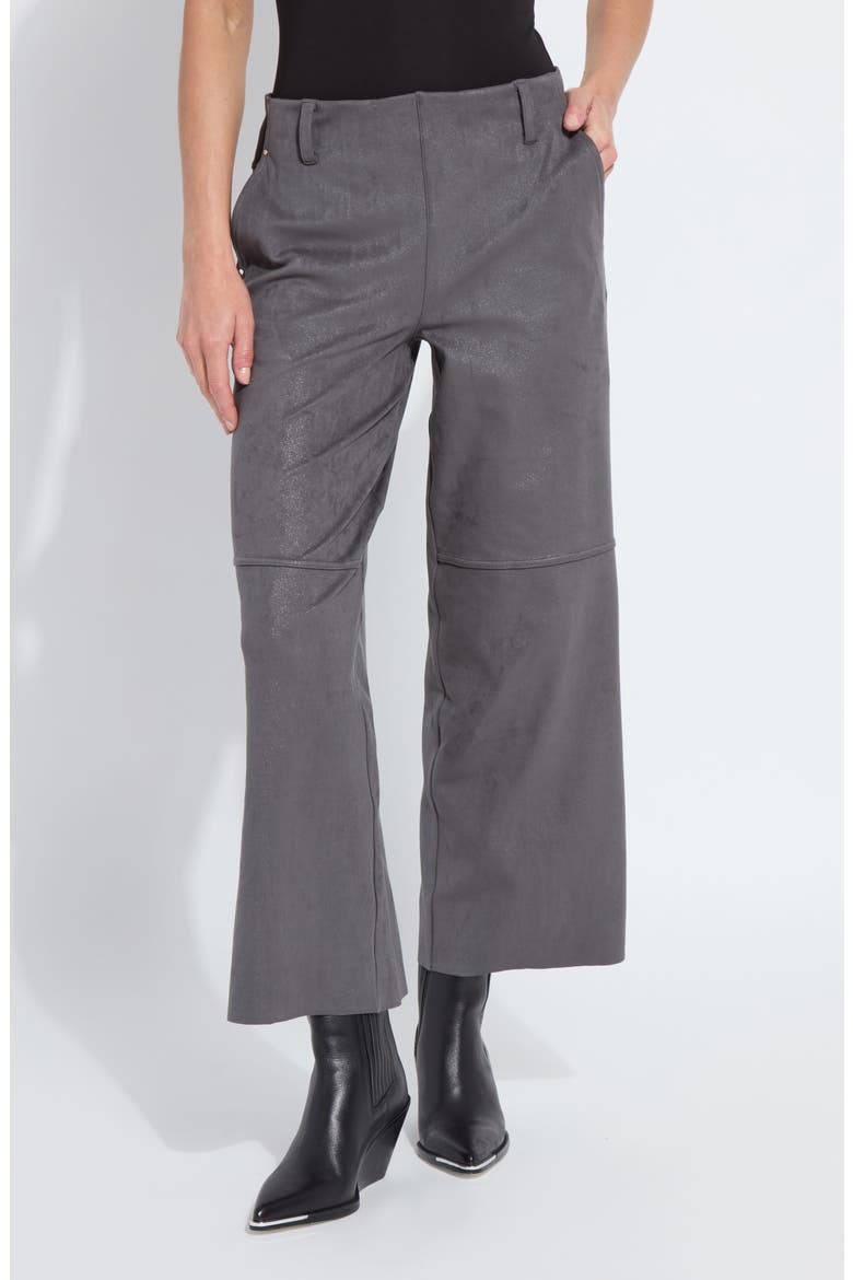 Amina Foil Wide Leg Crop Pants, Main, color, LIQUID CHARCOAL