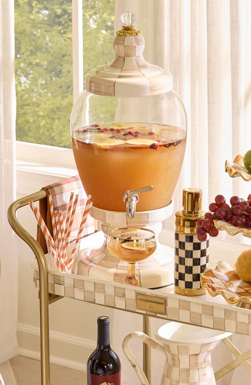 Mackenzie-childs Mackenzie Childs Mocha Check Enamel Beverage Hostess In Multi