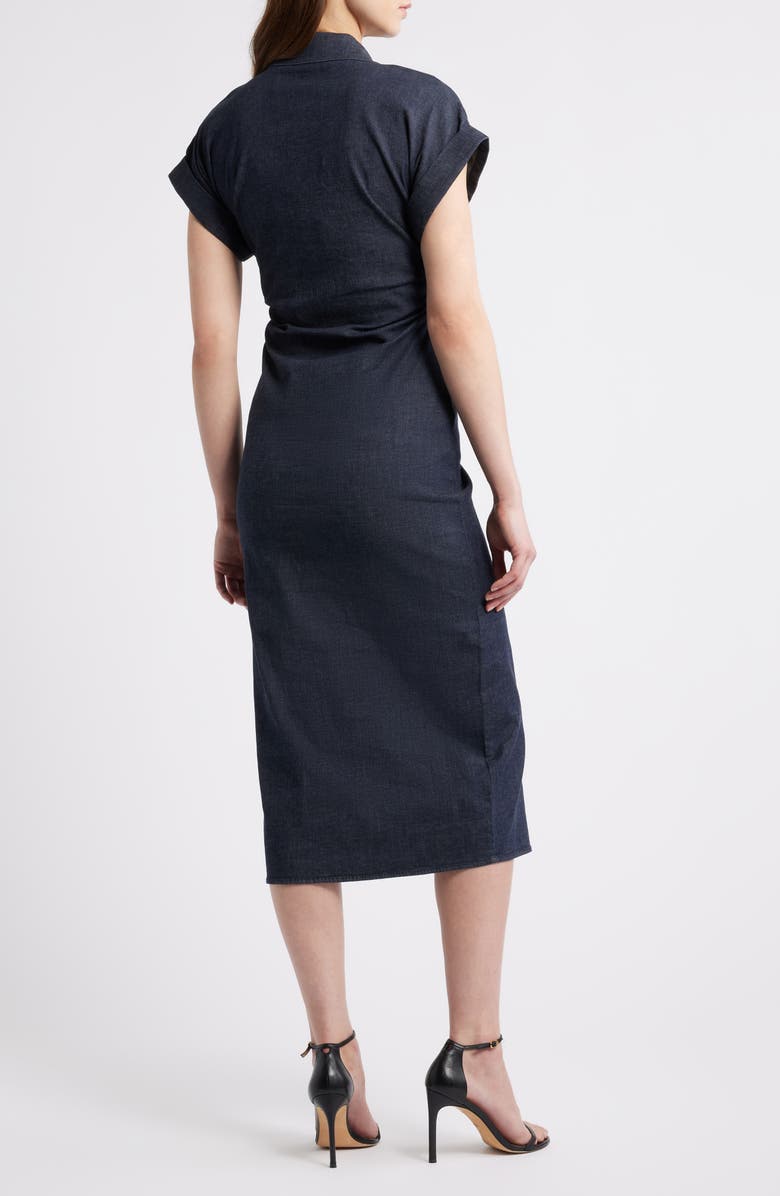 Anne Klein Denim Midi Shirtdress, Alternate, color, Dark Rinse Wash