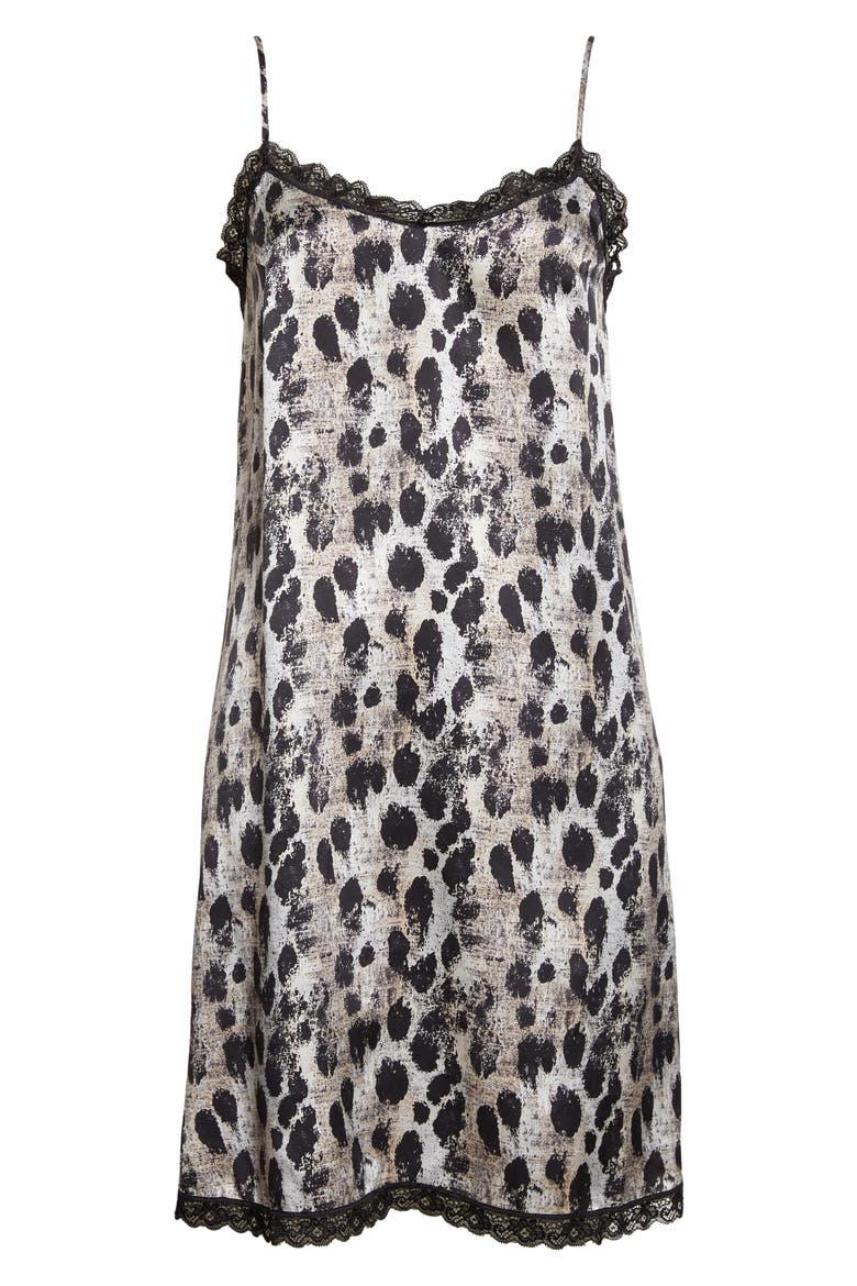 Lace Trim Leopard Print Silk Slipdress, Alternate, color, BLACK SILVER LEOPARD
