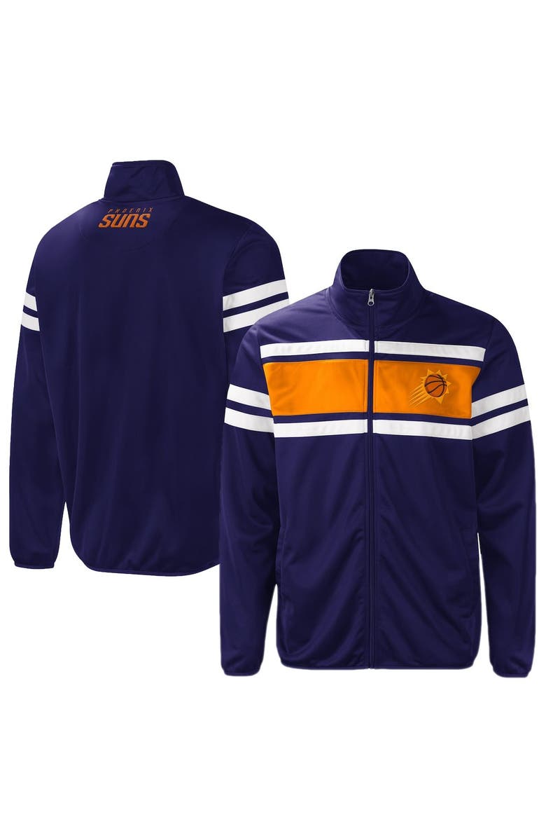 G-III SPORTS BY CARL BANKS Men's G-III Sports by Carl Banks Purple/Orange Phoenix Suns Power Pitcher Full-Zip Track Jacket, Main, color,