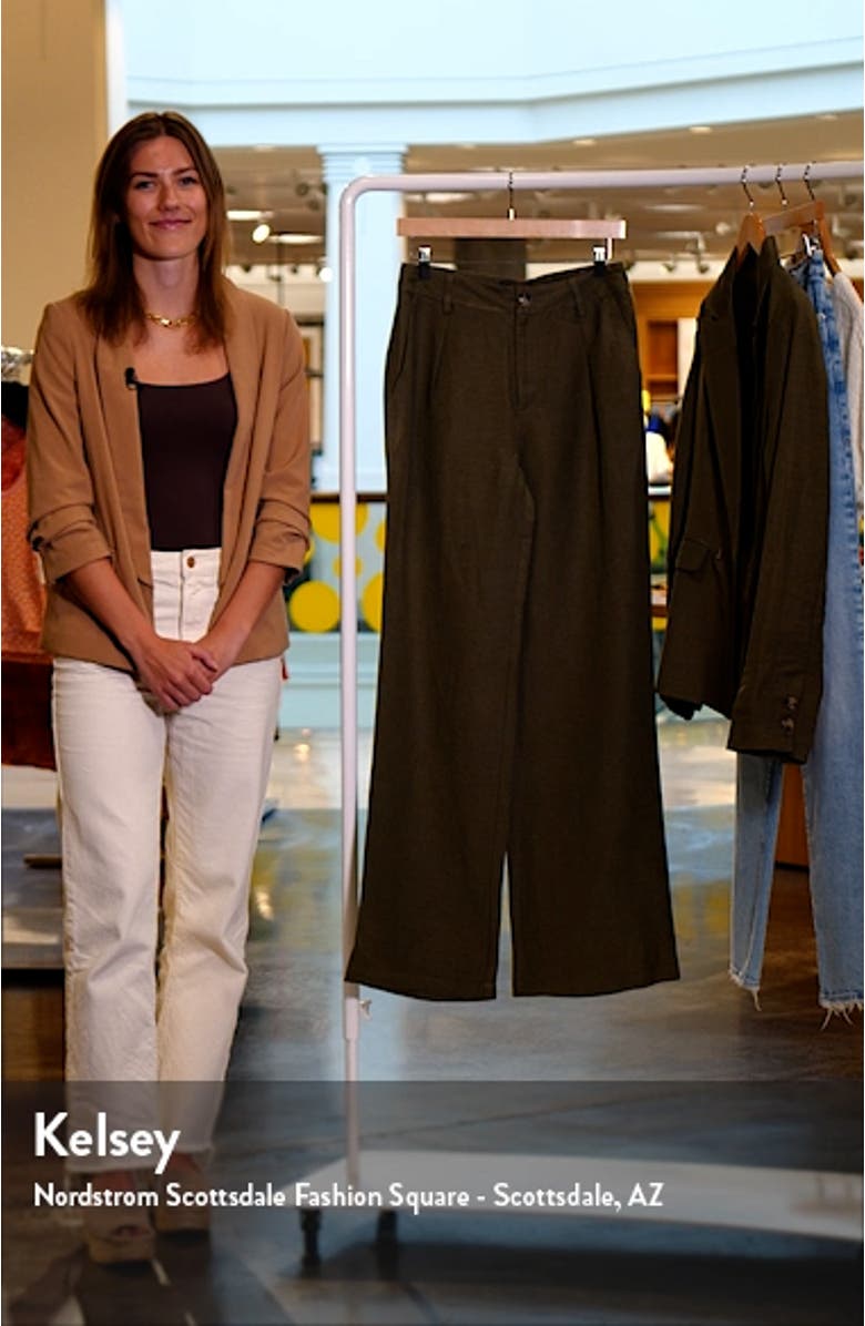 Dallas Pleated High Waist Wide Leg Linen Blend Trousers, sales video thumbnail