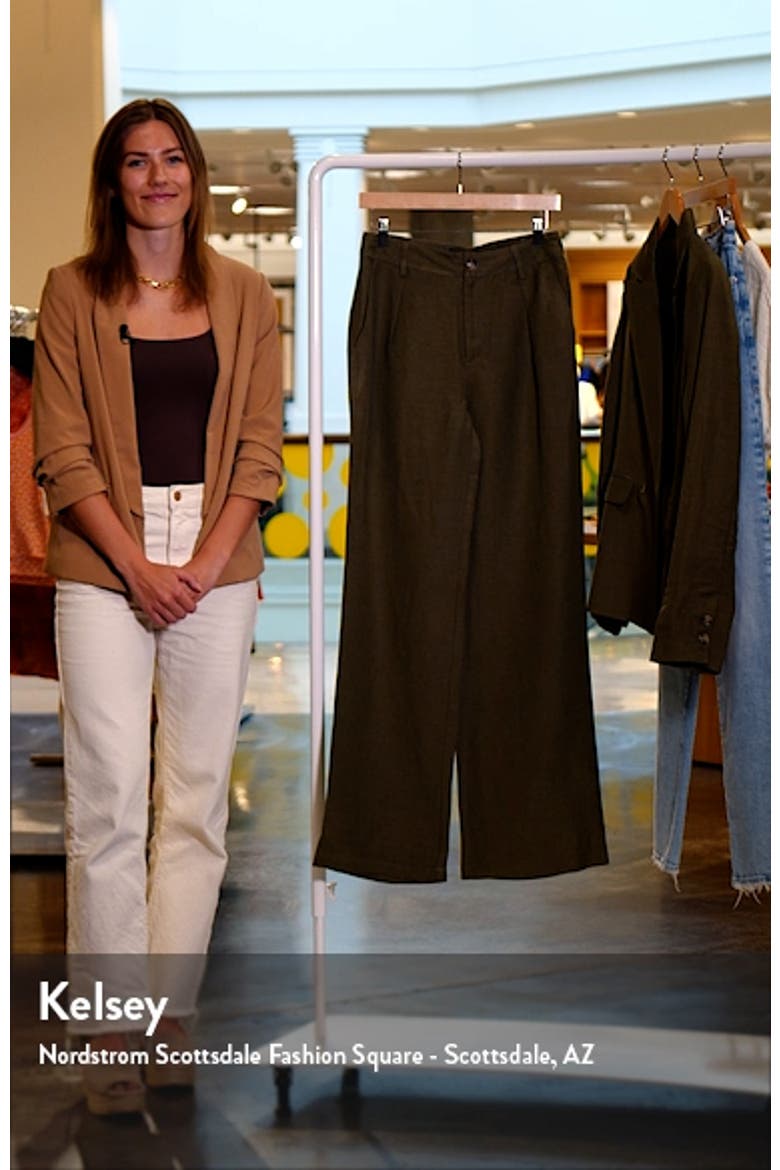 Dallas Pleated High Waist Wide Leg Linen Blend Trousers video