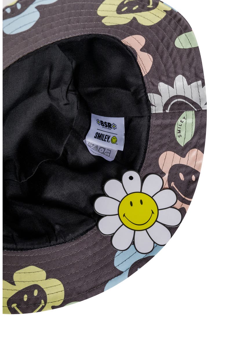 Smiley® x By Samii Ryan Happy Garden Cotton Twill Bucket Hat, Alternate, color, WASHED BLACK