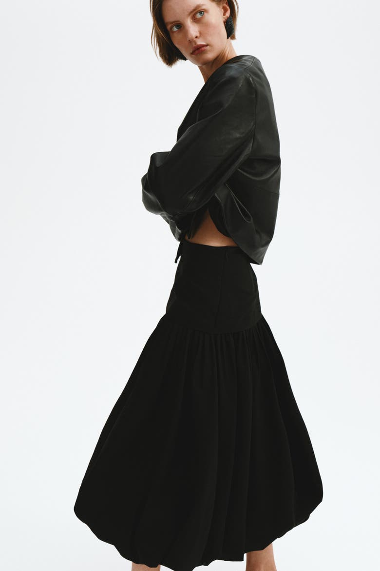 Midi Balloon Skirt, Alternate, color, Black