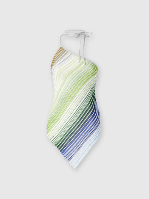 Missoni Top Tricot Asymétrique À Rayures Multicolores In Multicoloured