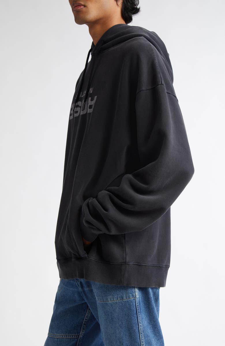 Martine Rose Upside Down Logo Classic Cotton Jersey Hoodie, Alternate, color, Black Washed Rose Black