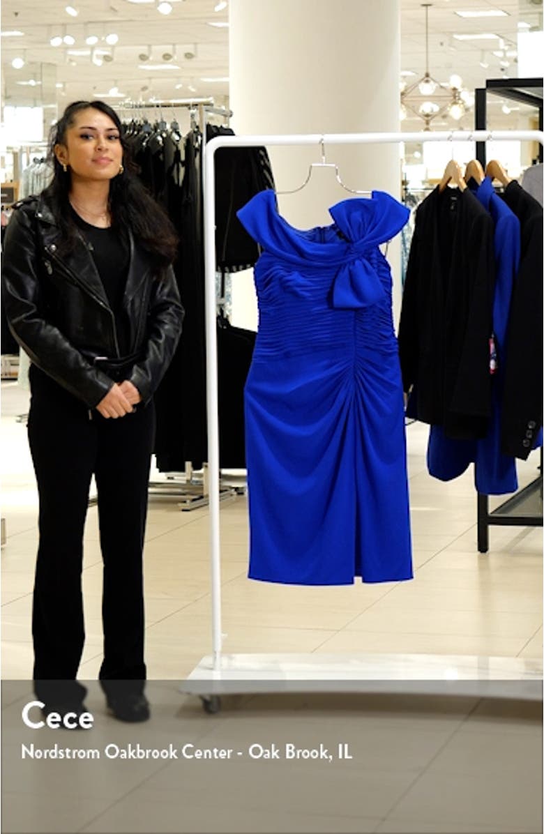 Bow Pleated Crepe Dress, sales video thumbnail