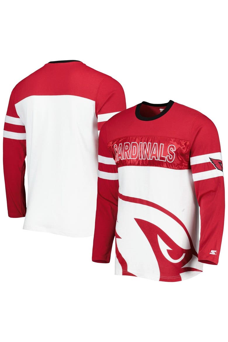 Men's Starter Cardinal/White Arizona Cardinals Halftime Long Sleeve T-Shirt, Main, color, Cardinal