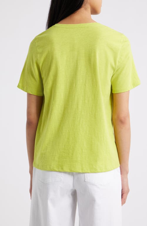 Eileen Fisher Easy V-neck Organic Cotton T-shirt In Chartreuse