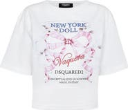 Vaquera x Dsquared2 New York Doll Crop Graphic T-Shirt