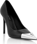 PHILIPP PLEIN Nappa Decollete Hi-Heels Pump H105 Skull Toe Women