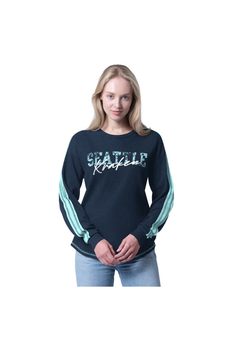 Women's G-III 4Her by Carl Banks  Deep Sea Blue Seattle Kraken Advantage Thermal Long-Sleeve Tri-Blend T-Shirt, Main, color, Navy