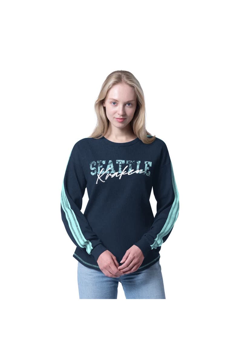 G-III 4HER BY CARL BANKS Women's G-III 4Her by Carl Banks  Deep Sea Blue Seattle Kraken Advantage Thermal Long-Sleeve Tri-Blend T-Shirt, Main, color, Navy