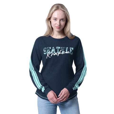Women's G-III 4Her by Carl Banks  Deep Sea Blue Seattle Kraken Advantage Thermal Long-Sleeve Tri-Blend T-Shirt