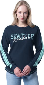 G-III 4HER BY CARL BANKS Women's G-III 4Her by Carl Banks Deep Sea Blue Seattle Kraken Advantage Thermal Long-Sleeve Tri-Blend T-Shirt