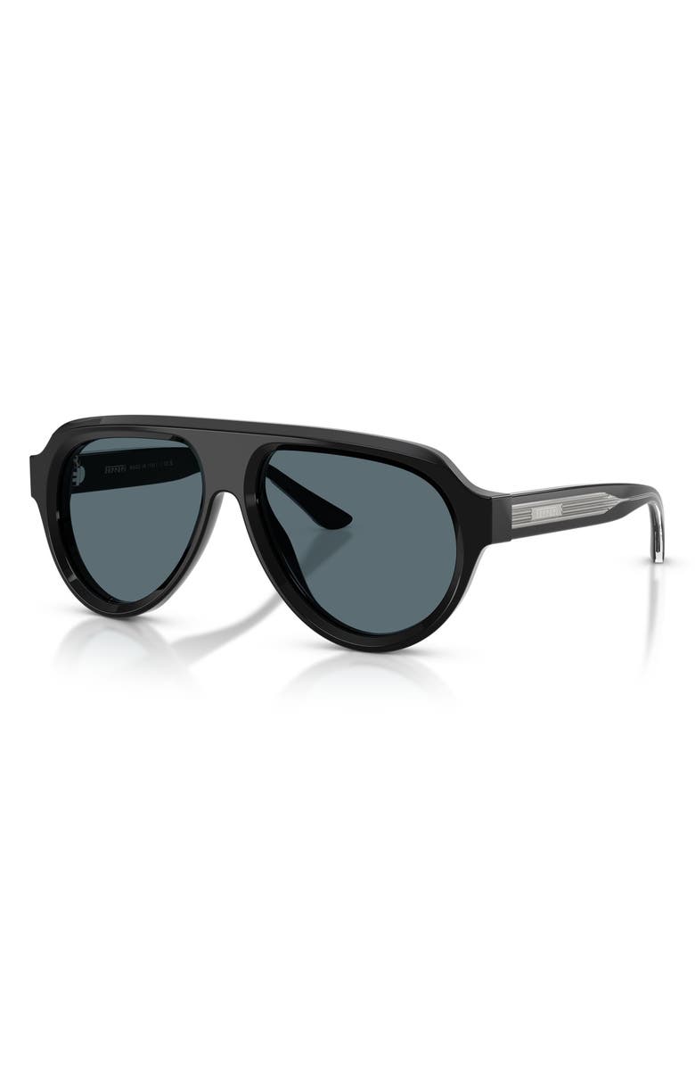 Ferrari 56mm Pilot Sunglasses, Alternate, color, Shiny Black / Blue