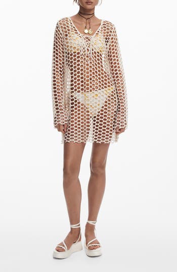 Long Sleeve Sheer Cover-Up Dress