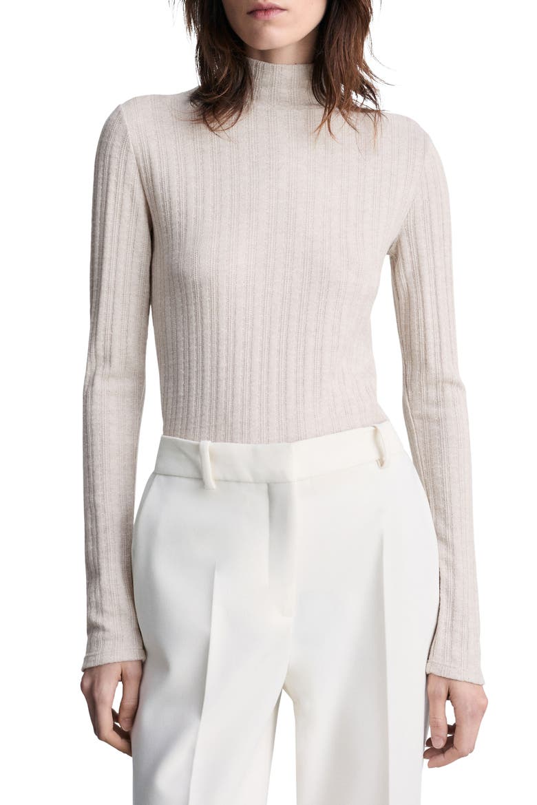 Mock Neck Long Sleeve Rib Top, Main, color, LIGHT/ PASTEL GREY
