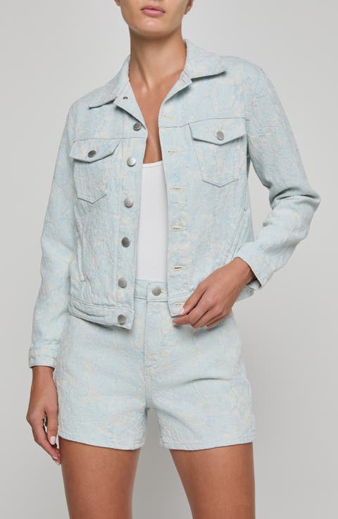 Maven Floral Stitch Denim Jacket (Cloud Damask)