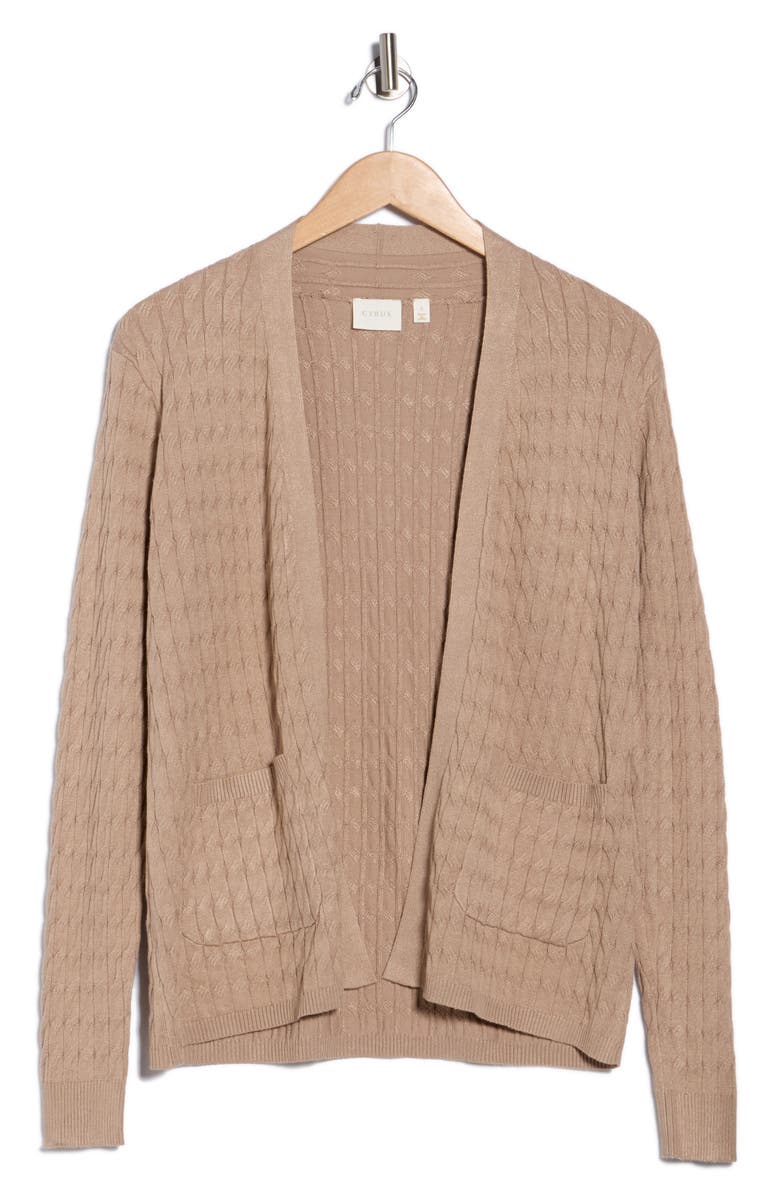 CYRUS Cable Knit Cardigan, Alternate, color, Warm Taupe