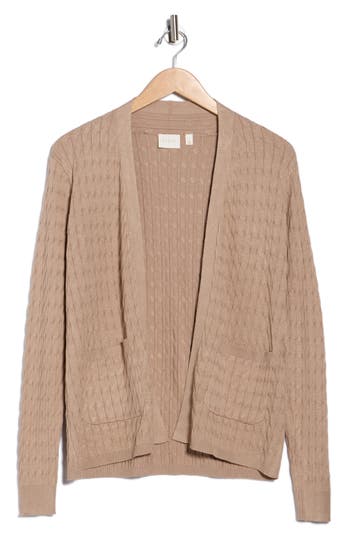 Cyrus Cable Knit Cardigan In Brown