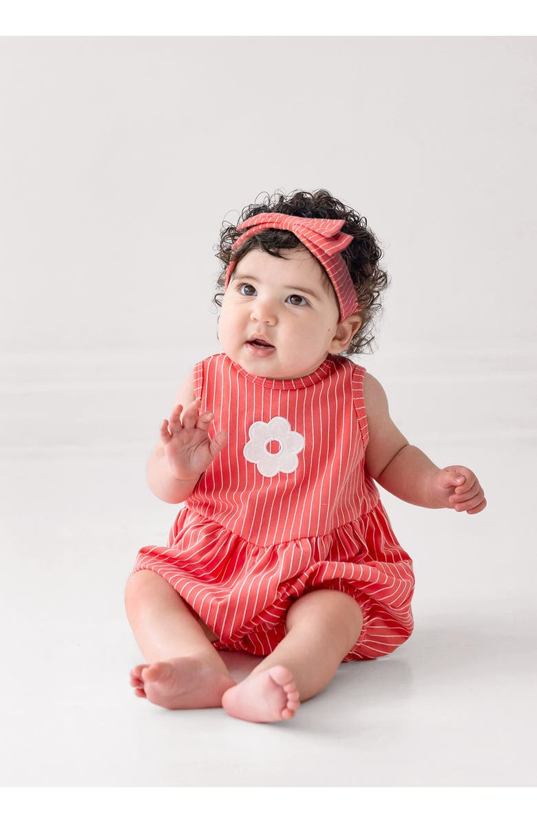 Mabel + Honey Striped Blossom Sleeveless Romper, Alternate, color, Red