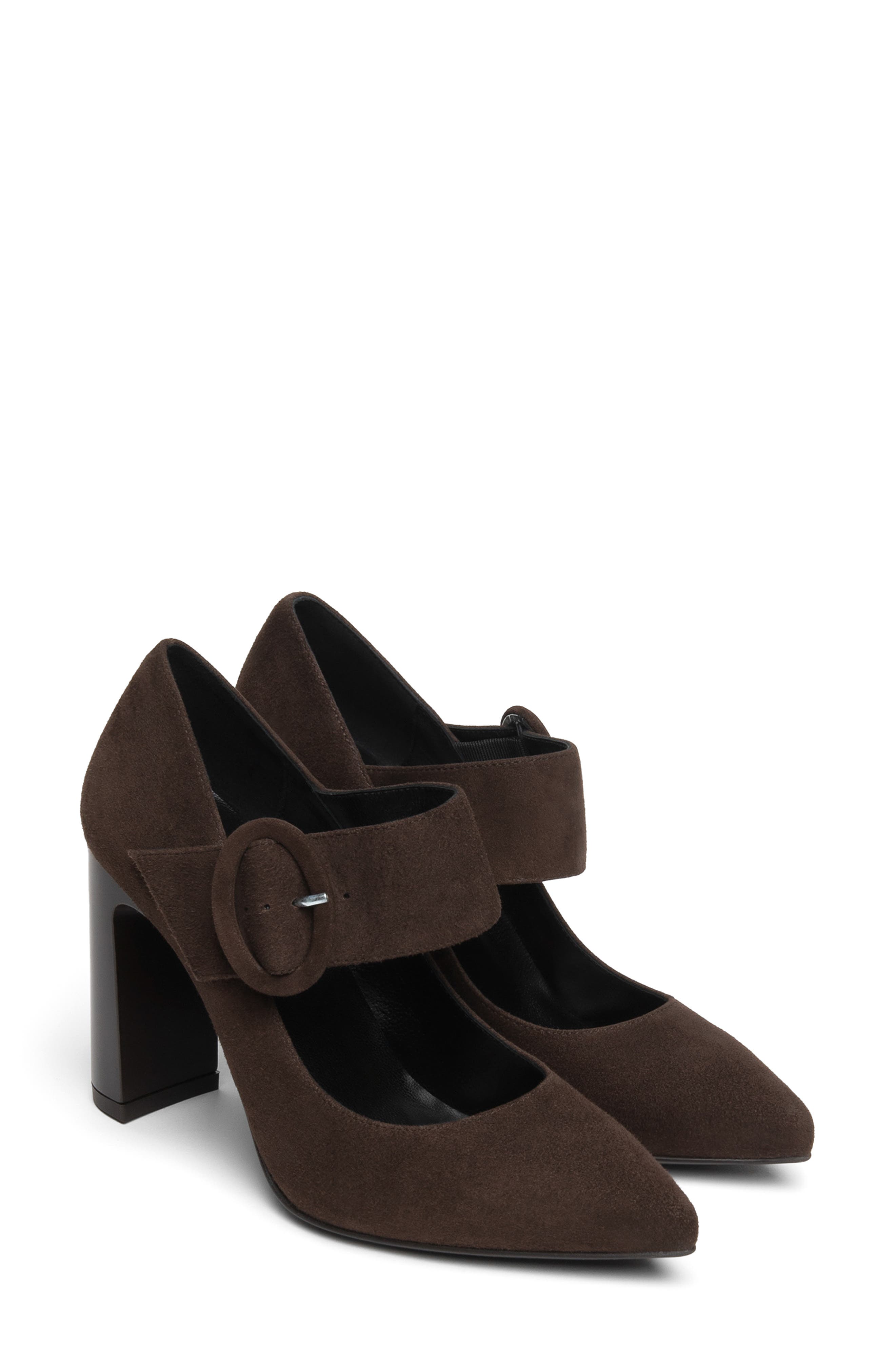 Leather Pointed Toe Mary Jane Pump, Main, color, CHOCOLATE