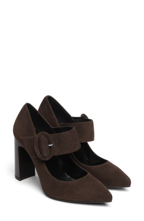 Leather Pointed Toe Mary Jane Pump