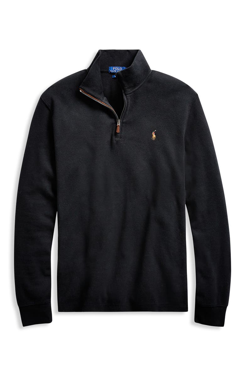 Polo Ralph Lauren Big & Tall Estate Rib Half-Zip Pullover, Alternate, color, Black