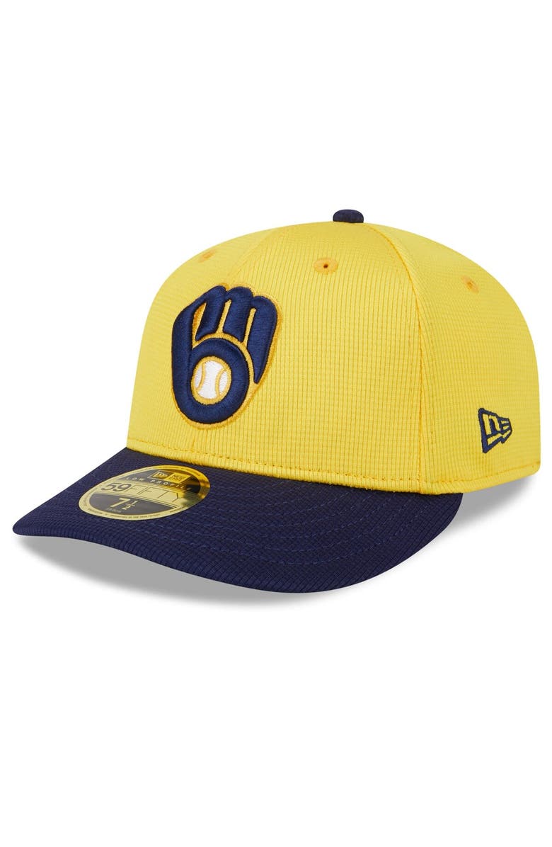New Era Men's New Era Gold/Navy Milwaukee Brewers 2024 Spring Training Low Profile 59FIFTY Fitted Hat, Alternate, color,