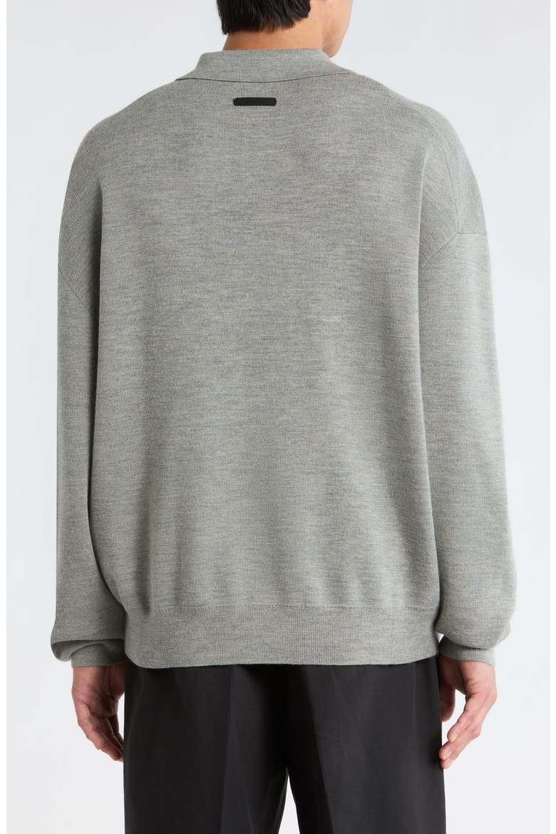 Signature '90s Merino Wool Polo Sweater, Alternate, color, CONCRETE HEATHER