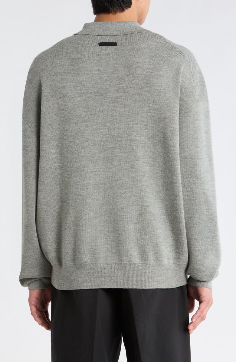 Fear of God Essentials Signature '90s Merino Wool Polo Sweater, Alternate, color, Concrete Heather
