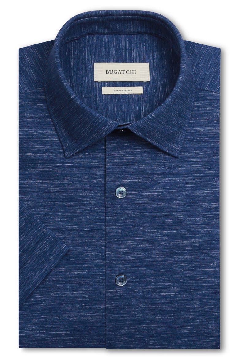 Miles OoohCotton® Space Dye Short Sleeve Button-Up Shirt, Alternate, color, NAVY