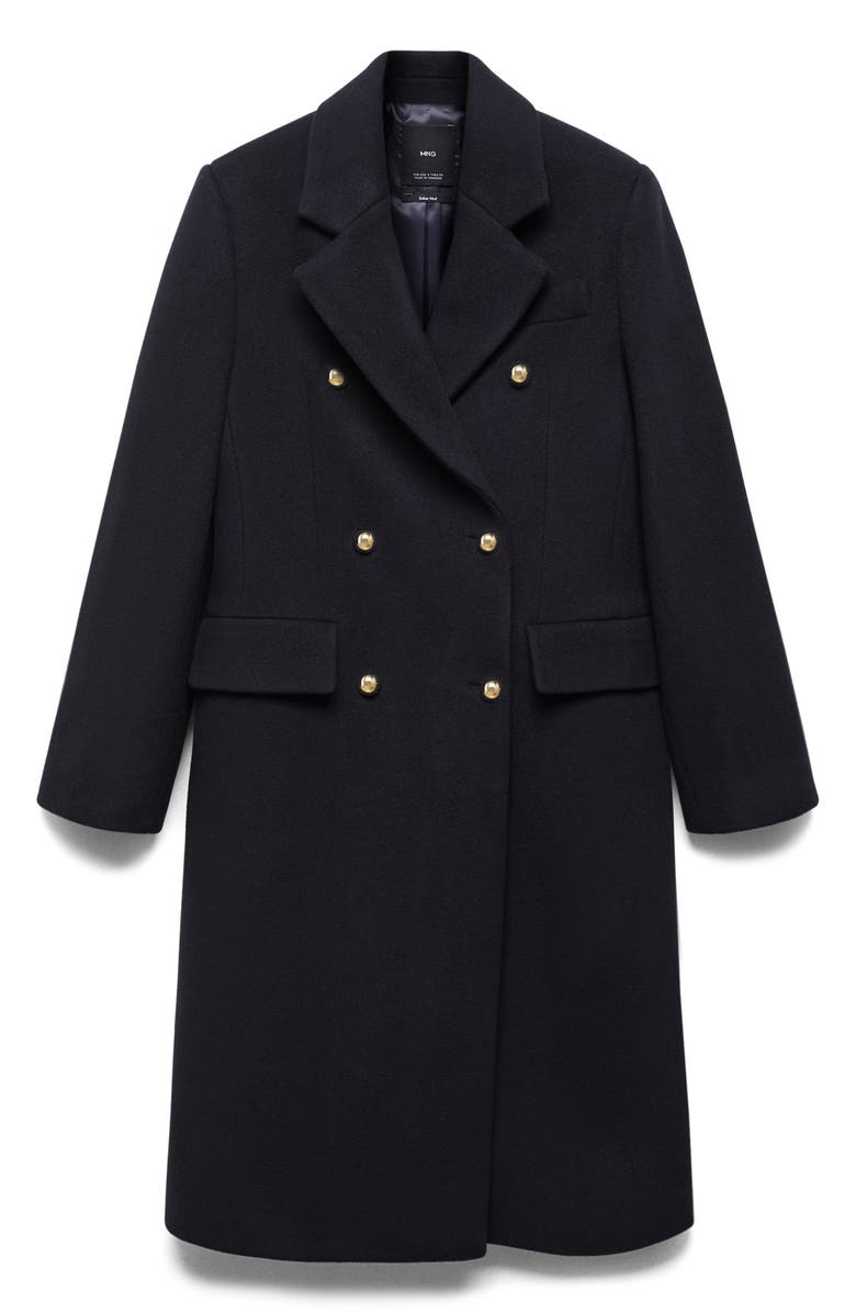 MANGO Double Breasted Wool Blend Coat, Alternate, color,