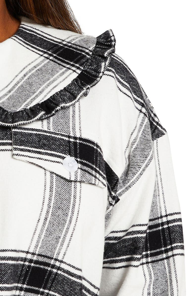 River Island Check Ruffle Collar Shirt, Alternate, color, 