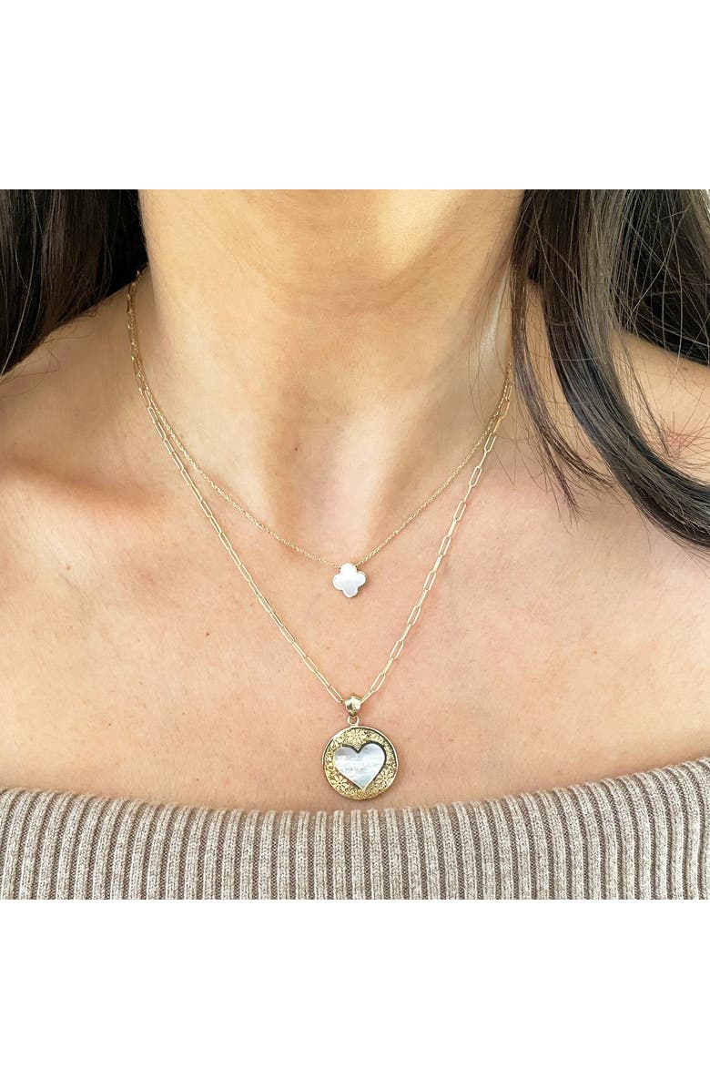 The Lovery Fine Jewelry Mother of Pearl Lace Heart Charm, Alternate, color, Mother Of Pearl