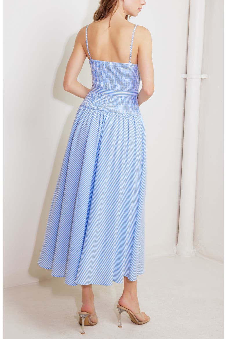 Smocked Bodice Cotton Blend Sundress, Alternate, color, BLUE/ WHITE
