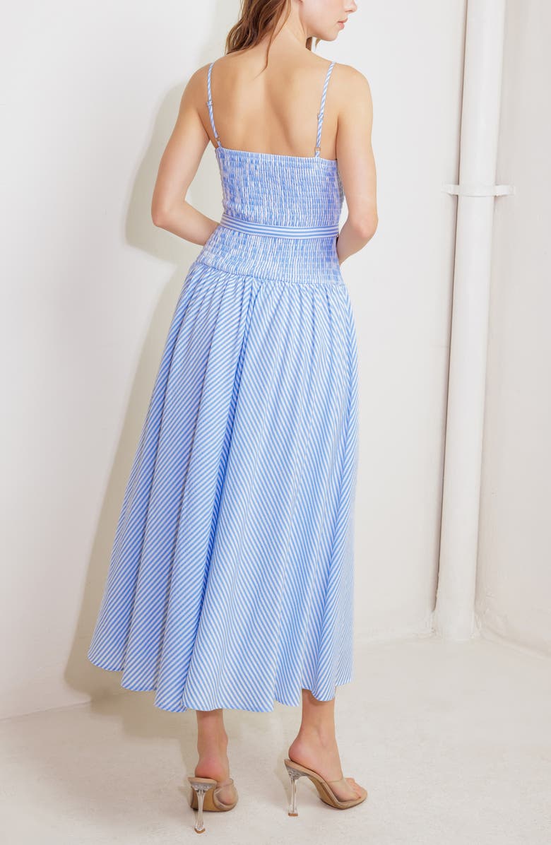 FREEMARKET Smocked Bodice Cotton Blend Sundress, Alternate, color, Blue/ White