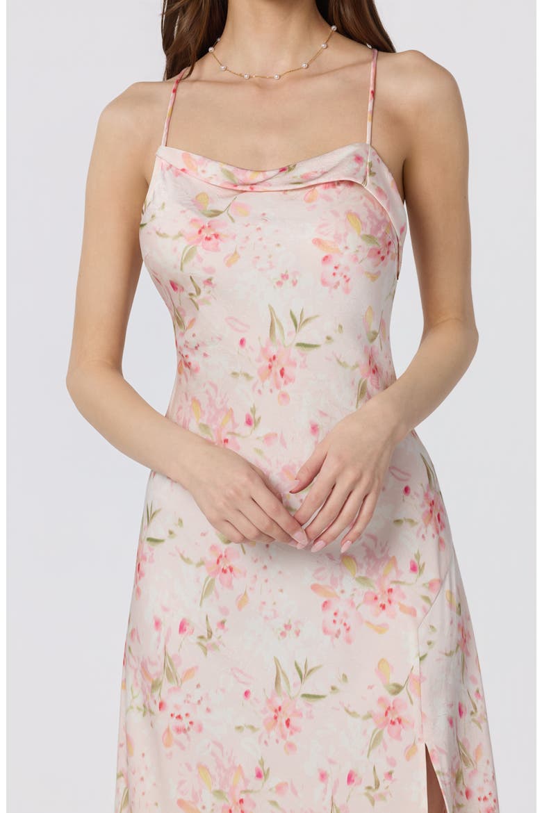 Cowl Neck Slipdress, Alternate, color, BLUSH FLORAL