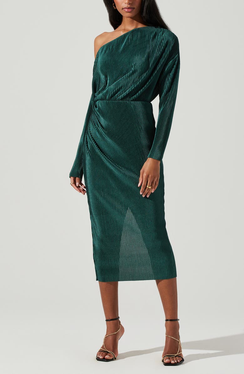 ASTR the Label Azenia One-Shoulder Long Sleeve Midi Dress, Alternate, color, 