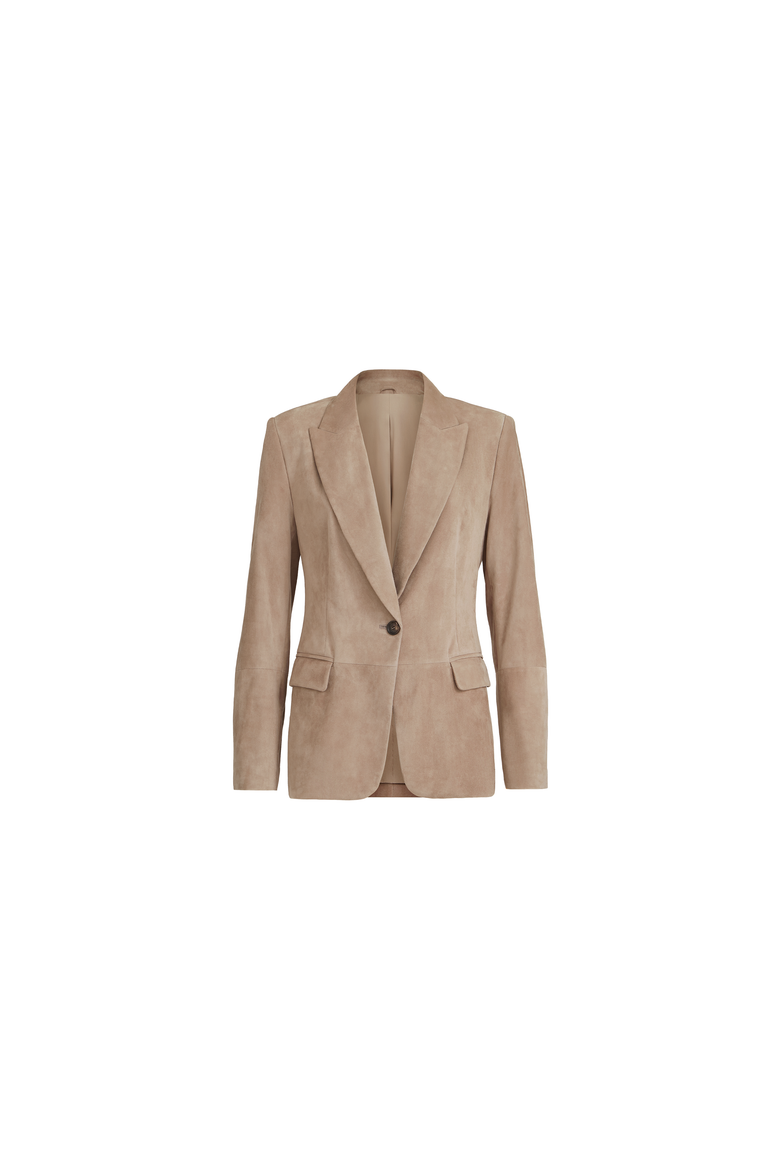 Suede blazer with monili, Alternate, color, Light Brown