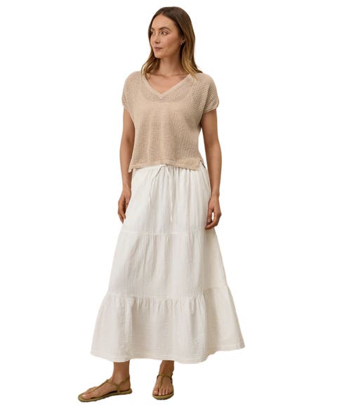 Organic Cotton Coastal Double Gauze Tiered Maxi Skirt