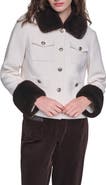 KARL LAGERFELD PARIS Faux Fur Trim Short Jacket