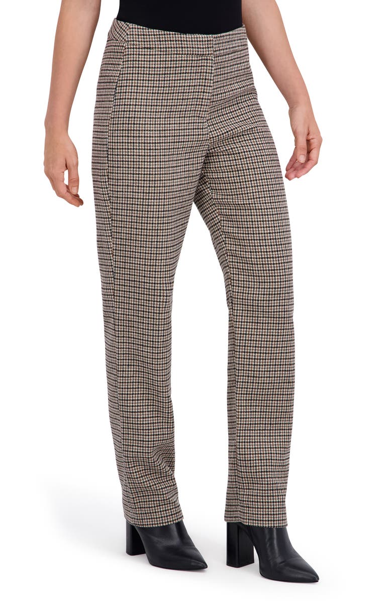 Ookie & Lala Houndstooth Print Trousers, Alternate, color, Black/ Brown/ Camel