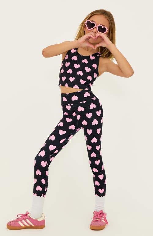 BEACH RIOT BEACH RIOT KIDS' LITTLE PEPPA HEART HIGH WAIST LEGGINGS