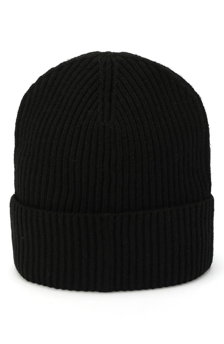 AllSaints Heart Logo Rib Beanie, Alternate, color, Black