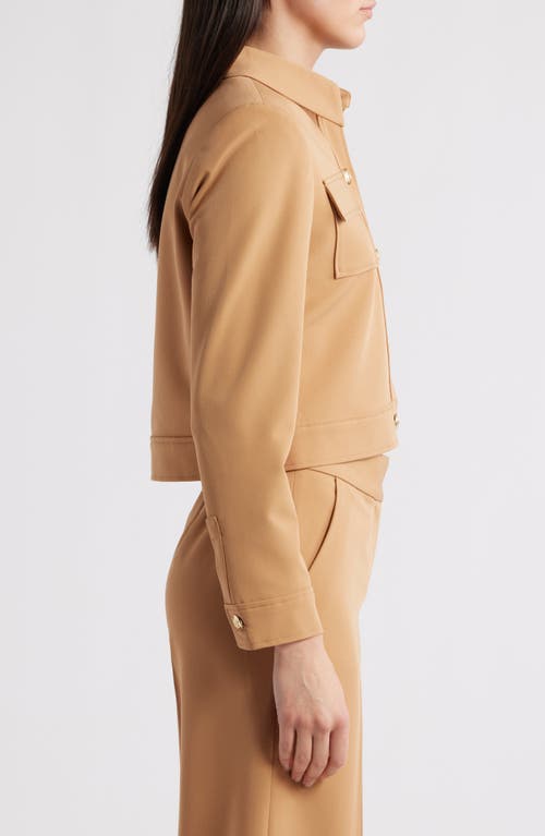 Tahari Asl Woven Crop Jacket In Brown