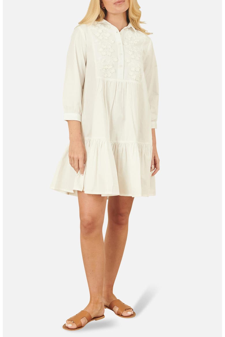 Cotton Flower Tunic Dress, Alternate, color, White