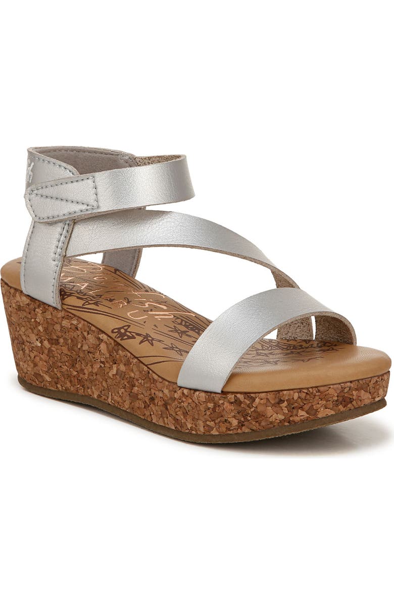Blowfish Malibu Kids' Loverli Cork Wedge Sandal, Main, color, Silver